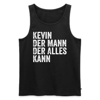 Kevin L’homme qui sait tout Prénom Kevin - Débardeur bio Premium Homme - noir - Devant - AI Model Male 178 light (178cm)