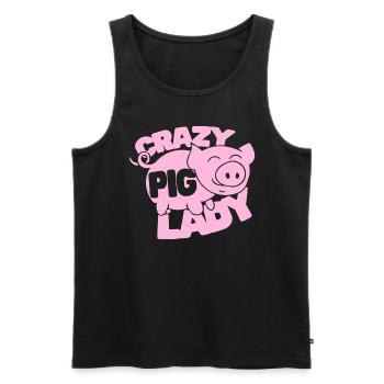 Crazy Pig Lady - Men's Premium Organic Tank Top - black - Front - AI Model Male 178 light (178cm)