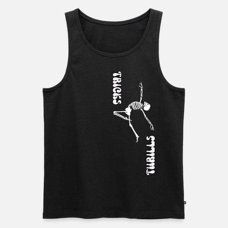 TRICKS ODER NERVENKITZEL, HALLOWEEN-SKELETTTANZ - Männer Premium Bio Tank Top - Schwarz