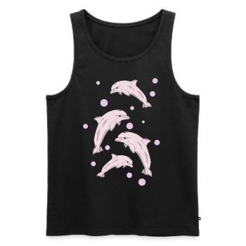 Quatre dauphins, mer - Débardeur bio Premium Homme - noir - Devant - Michal (187cm)