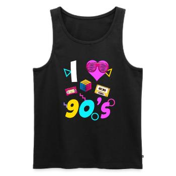 90s 90s 80s 80s - Débardeur bio Premium Homme - noir - Devant - AI Model Male 178 light (178cm)