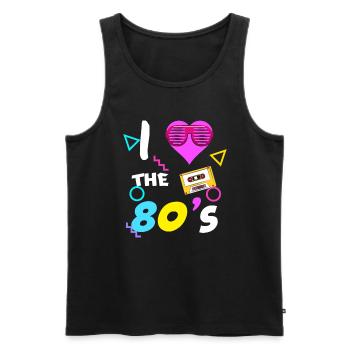 80s 90s 80s 90s - Débardeur bio Premium Homme - noir - Devant - AI Model Male 178 light (178cm)