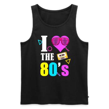 80s 90s 80s 90s - Débardeur bio Premium Homme - noir - Devant - AI Model Male 178 light (178cm)