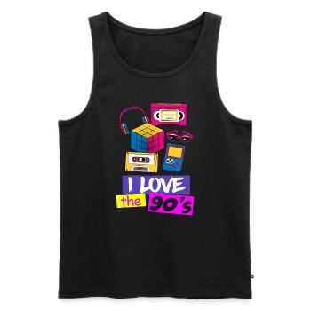 80s 90s 80s 90s - Débardeur bio Premium Homme - noir - Devant - AI Model Male 178 light (178cm)