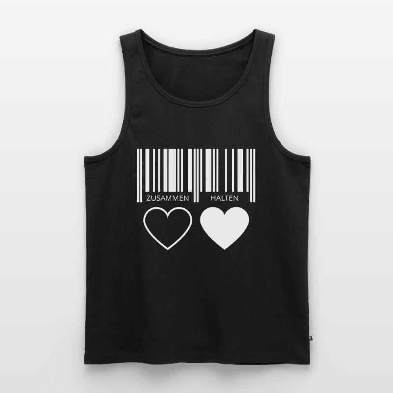 Zusammen halten Herzen Strichcode Barcode Paar C19 Männer Premium Bio Tank Top