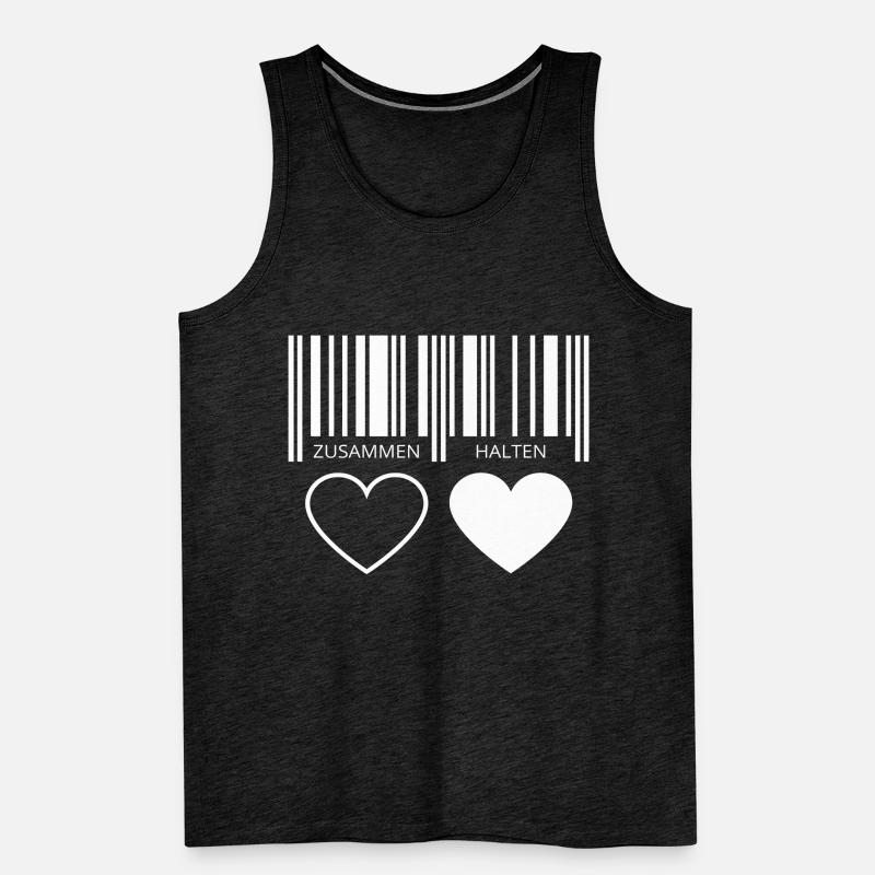 Zusammen halten Herzen Strichcode Barcode Paar C19 Männer Premium Bio Tank Top