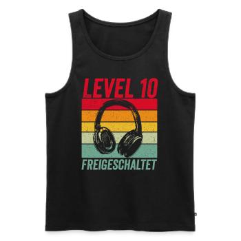 Level 10 Unlocked 10. Geburtstag 10 Jahre Gamer - Männer Premium Bio Tank Top - Schwarz - Vorne - AI Model Male 178 light (178cm)