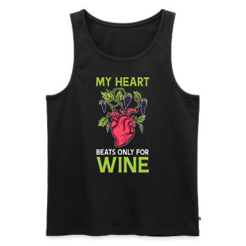 Buveur de vin Mon cœur ne bat que pour l’amateur de vin - Débardeur bio Premium Homme - noir - Devant - Michal (187cm)