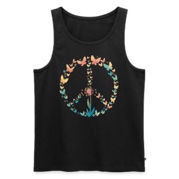 Peace Love Butterfly Pusteflower 70s retro - Men's Premium Organic Tank Top - black - Front - Michal (187cm)