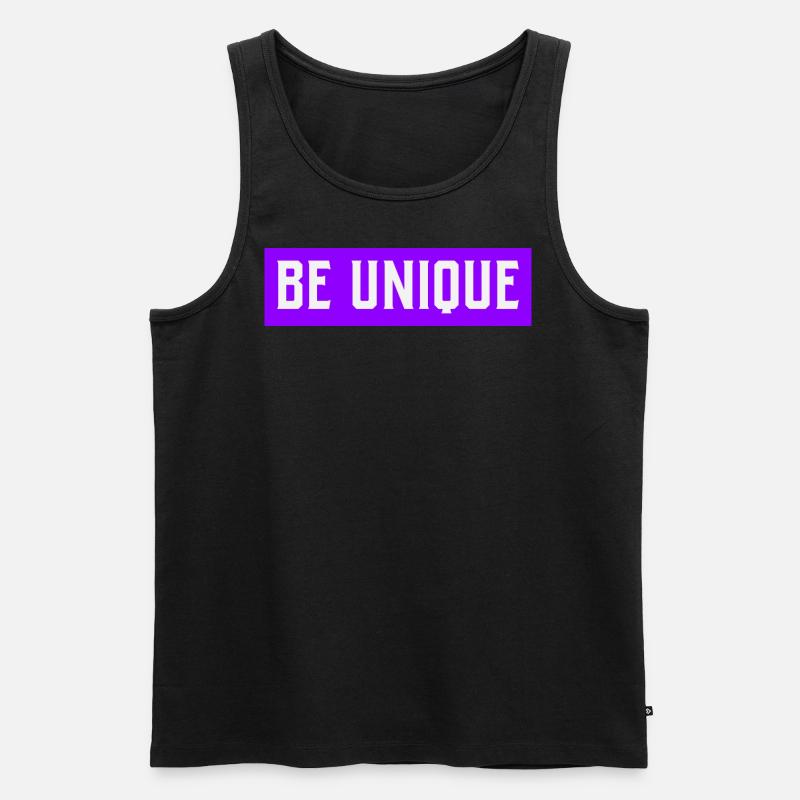 BE UNIQUE Design in lila - Männer Premium Bio Tank Top - Schwarz