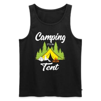 Camping It s in Tent - Men's Premium Organic Tank Top - black - Front - Michal (187cm)