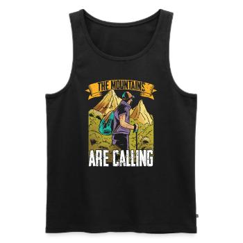 The mountains are calling - Männer Premium Bio Tank Top - Schwarz - Vorne - AI Model Male 178 light (178cm)