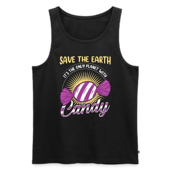 Sauvez la planète seule planète avec Candy - Débardeur bio Premium Homme - noir - Devant - Michal (187cm)