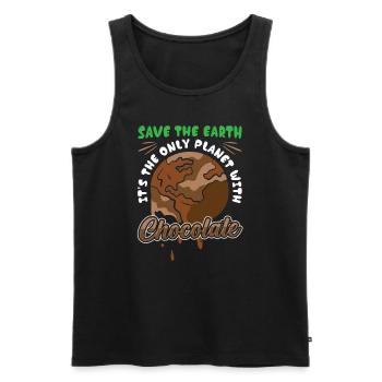 Save the planet only planet with Chocolate - Männer Premium Bio Tank Top - Schwarz - Vorne - Michal (187cm)