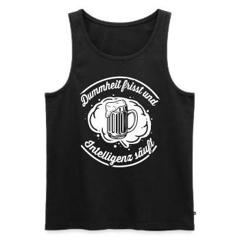 Stupidity eats, intelligence sucks - Men's Premium Organic Tank Top - black - Front - Michal (187cm)