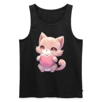 Mignon bébé chat maman enfants T-shirt - Débardeur bio Premium Homme - noir - Devant - Michal (187cm)