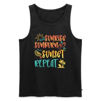 Sunrise Sunburn Sunset Repeat, Summer Beach Vacay - Men's Premium Organic Tank Top - black - Front - AI Model Male 178 light (178cm)