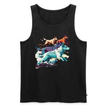 Bunte Hunde - Hunde Gruppe - Männer Premium Bio Tank Top - Schwarz - Vorne - Michal (187cm)