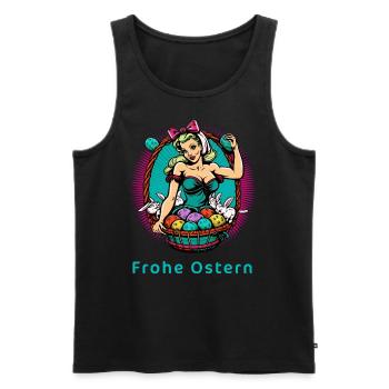 Frohe Ostern - Frau Hase Osterhase Osterei Pop Art - Männer Premium Bio Tank Top - Schwarz - Vorne - Michal (187cm)