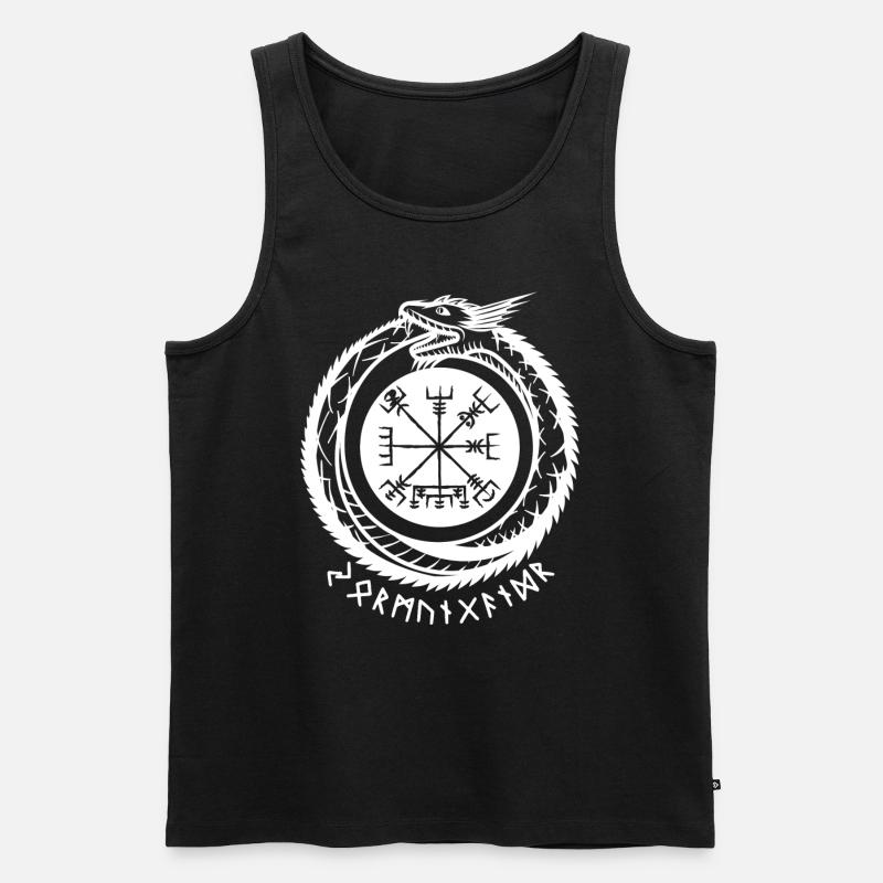 Jörmungandr mit Wikinger Kompass - Männer Premium Bio Tank Top - Schwarz
