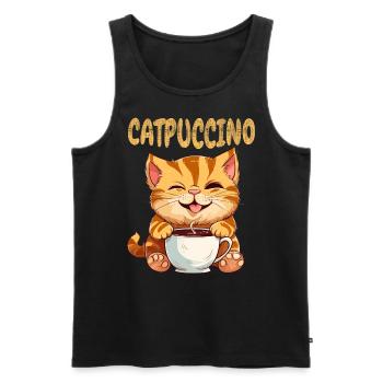 Cappuccino Katze - Männer Premium Bio Tank Top - Schwarz - Vorne - AI Model Male 178 light (178cm)