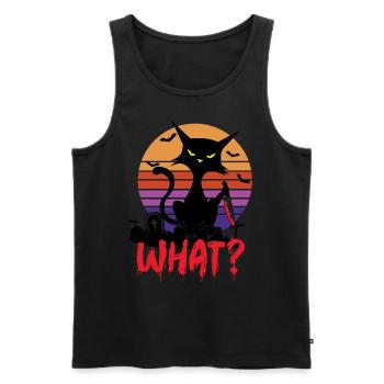 Angry Halloween cat with bloody sword WHAT? - Männer Premium Bio Tank Top - Schwarz - Vorne - AI Model Male 178 light (178cm)