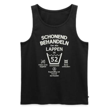 Der Alte Lappen, Schonend Behandeln 52. Geburtstag - Männer Premium Bio Tank Top - Schwarz - Vorne - Michal (187cm)