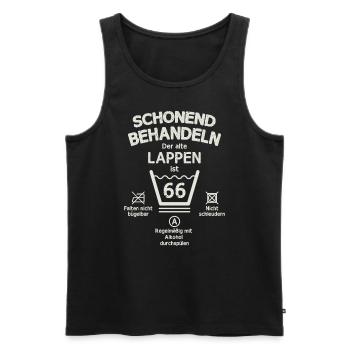 Der Alte Lappen, Schonend Behandeln 66. Geburtstag - Männer Premium Bio Tank Top - Schwarz - Vorne - Michal (187cm)