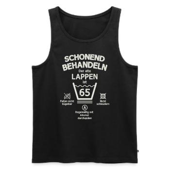 Der Alte Lappen, Schonend Behandeln 65. Geburtstag - Männer Premium Bio Tank Top - Schwarz - Vorne - Michal (187cm)