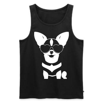 Chihuahua drôle portant des lunettes de soleil Chihuahuas - Débardeur bio Premium Homme - noir - Devant - Michal (187cm)