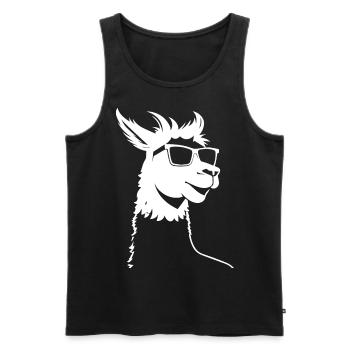 Lustiges Alpaka mit Sonnenbrille Coole Alpakas - Männer Premium Bio Tank Top - Schwarz - Vorne - AI Model Male 178 light (178cm)