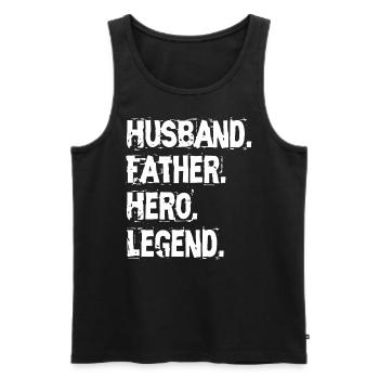 Husband. Father. Hero. Laying. - Men's Premium Organic Tank Top - black - Front - AI Model Male 178 light (178cm)