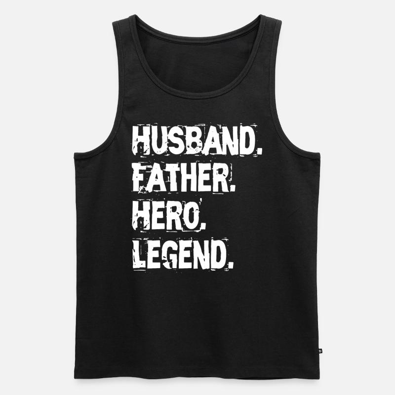 Husband. Father. Hero. Legend. - Männer Premium Bio Tank Top - Schwarz