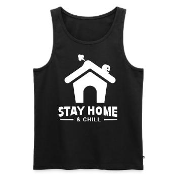 Restez à la maison et détendez-vous - Débardeur bio Premium Homme - noir - Devant - AI Model Male 178 light (178cm)