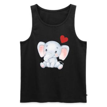 Éléphant Bébé Nourrisson Coeur Enfants T-shirt - Débardeur bio Premium Homme - noir - Devant - Michal (187cm)