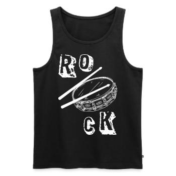 Musik - ROCK - Schlagzeug - Drums - Percussion - Männer Premium Bio Tank Top - Schwarz - Vorne - AI Model Male 178 light (178cm)