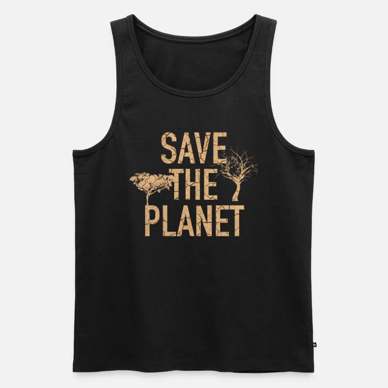 Rettet den Planeten - Klimaschutz - Männer Premium Bio Tank Top - Schwarz