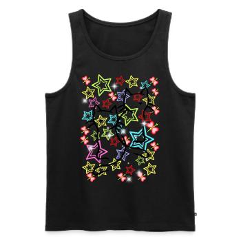 Vintage Katze Retro Katzen Kinder 60er - Männer Premium Bio Tank Top - Schwarz - Vorne - AI Model Male 178 light (178cm)
