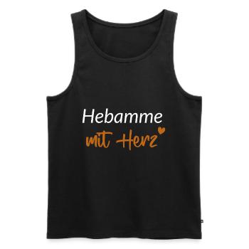 Hebamme mit Herz weiß orange - Männer Premium Bio Tank Top - Schwarz - Vorne - AI Model Male 178 light (178cm)