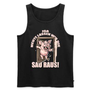 JGA | Heute lassen wir die Sau raus! - Männer Premium Bio Tank Top - Schwarz - Vorne - Michal (187cm)