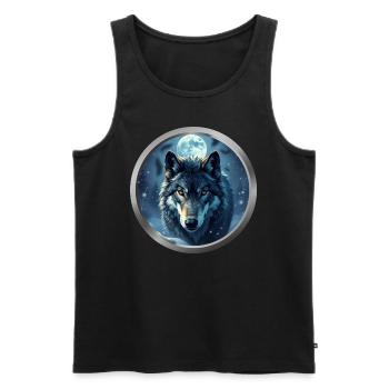 Wolf Animal - 5 - Men's Premium Organic Tank Top - black - Front - Michal (187cm)