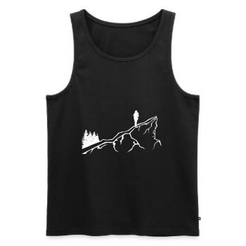 Mountain - Hiking - (22) - Men's Premium Organic Tank Top - black - Front - Michal (187cm)