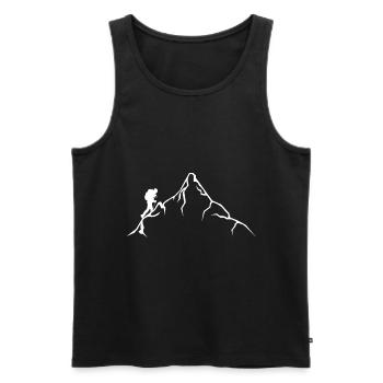 Mountains - Hiking - (19) - Men's Premium Organic Tank Top - black - Front - AI Model Male 178 light (178cm)