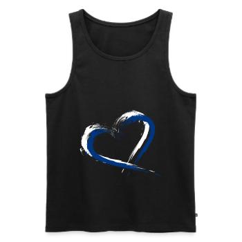 Heart brush flag Finland flag colors blue white - Men's Premium Organic Tank Top - black - Front - AI Model Male 178 light (178cm)