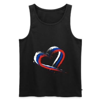 Heart brush flag Russia flag colors design - Men's Premium Organic Tank Top - black - Front - AI Model Male 178 light (178cm)