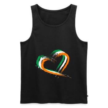 Heart brush flag Ireland flag colors design - Men's Premium Organic Tank Top - black - Front - AI Model Male 178 light (178cm)