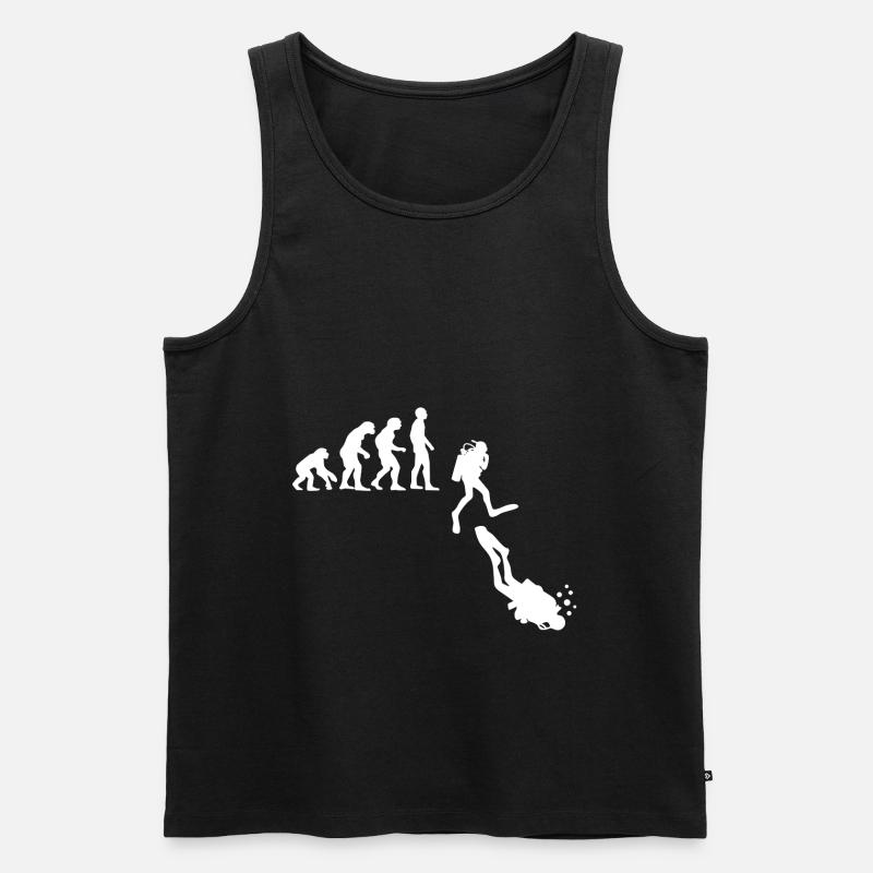 Evolution des Gerätetauchens - Männer Premium Bio Tank Top - Schwarz