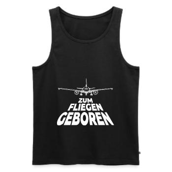 Zum Fiegen geboren Pilot Flugzeug Motiv Spruch - Männer Premium Bio Tank Top - Schwarz - Vorne - Michal (187cm)
