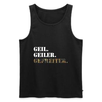 Geil. Geiler. Gefreiter. Bundeswehr Soldat - Männer Premium Bio Tank Top - Schwarz - Vorne - AI Model Male 178 light (178cm)