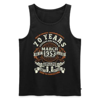 Legends are born in March 1953 - 70 years - Men's Premium Organic Tank Top - black - Front - Michal (187cm)